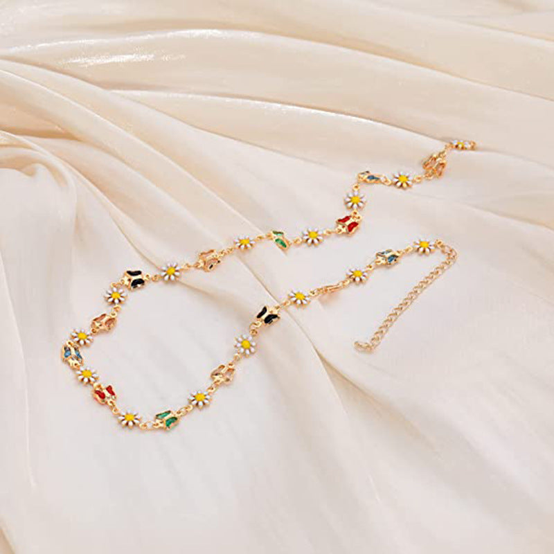 Wholesale Stainless Steel Colorful Butterfly Daisy Necklaces